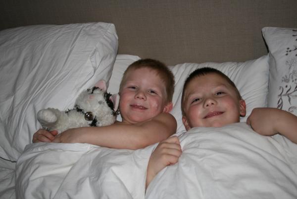 Merijn en Jesse met poes Jeroen, geplaatst door mama Lizanne op 2010-03-17