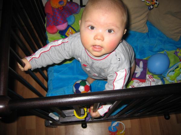 Merijn staat in de box., geplaatst door mama Lizanne op 2005-01-13