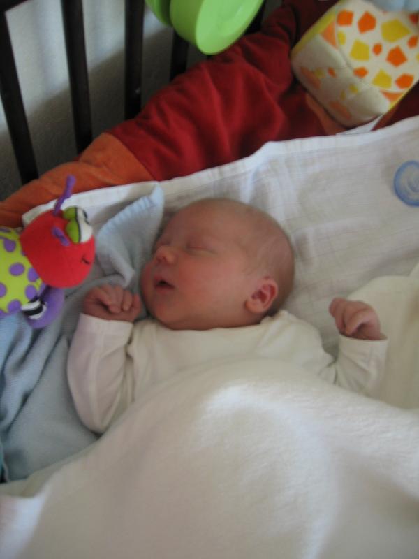 Jesse aan het slapen in de box., geplaatst door mama Lizanne op 2005-09-01