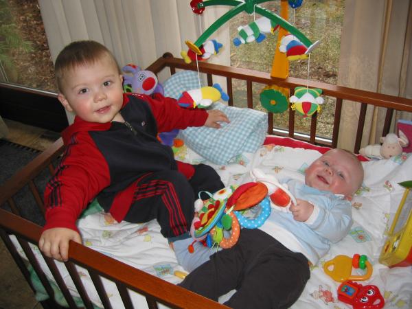 Merijn en Jesse in de box., geplaatst door mama Lizanne op 2006-02-26